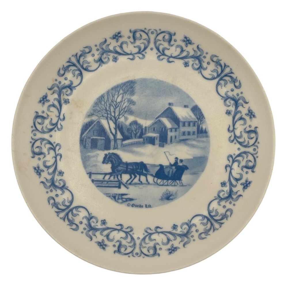 Vintage Oneida Melamine 6" Plate Currier & Ives The Homestead in Winter